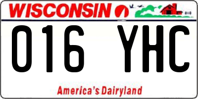 WI license plate 016YHC