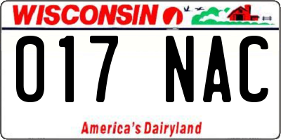 WI license plate 017NAC