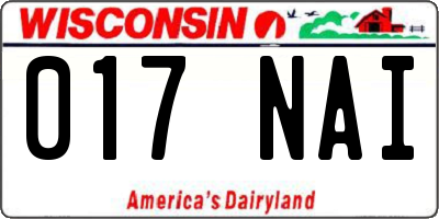 WI license plate 017NAI