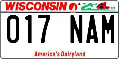 WI license plate 017NAM