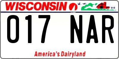 WI license plate 017NAR
