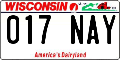 WI license plate 017NAY