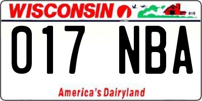 WI license plate 017NBA