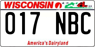 WI license plate 017NBC