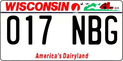 WI license plate 017NBG