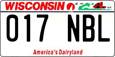 WI license plate 017NBL