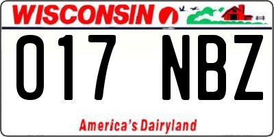 WI license plate 017NBZ