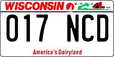 WI license plate 017NCD