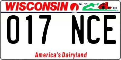 WI license plate 017NCE