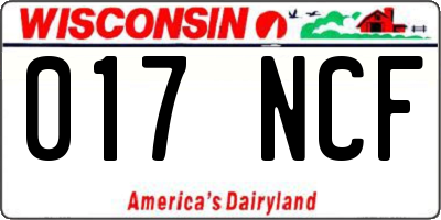WI license plate 017NCF