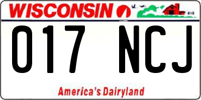 WI license plate 017NCJ