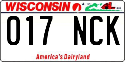 WI license plate 017NCK