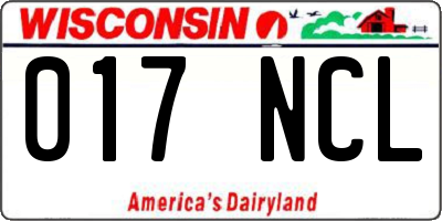 WI license plate 017NCL