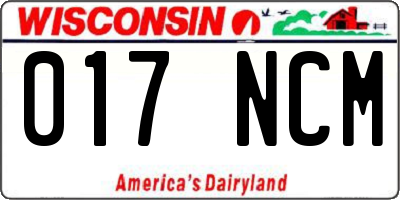 WI license plate 017NCM