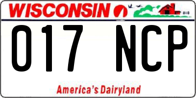WI license plate 017NCP