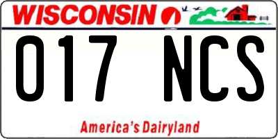 WI license plate 017NCS