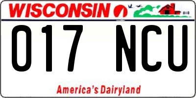 WI license plate 017NCU
