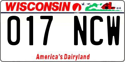 WI license plate 017NCW