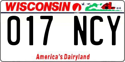 WI license plate 017NCY
