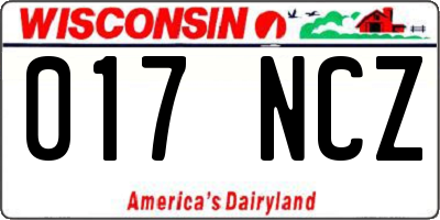WI license plate 017NCZ