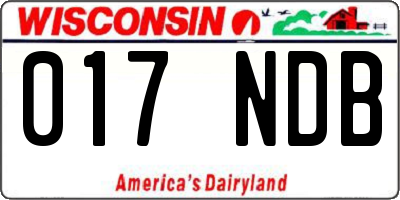 WI license plate 017NDB