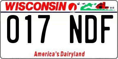 WI license plate 017NDF