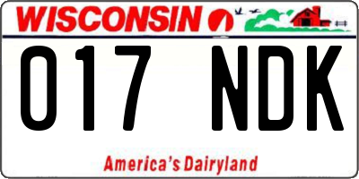 WI license plate 017NDK