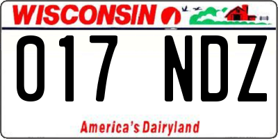 WI license plate 017NDZ