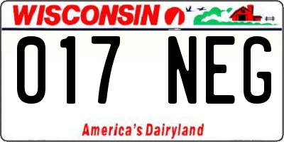 WI license plate 017NEG