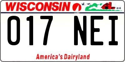 WI license plate 017NEI