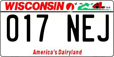 WI license plate 017NEJ
