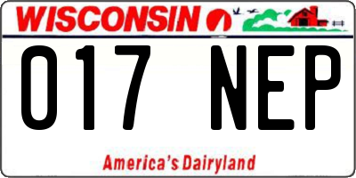 WI license plate 017NEP