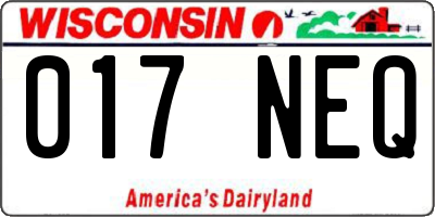 WI license plate 017NEQ
