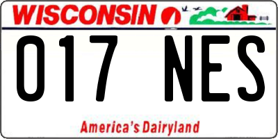 WI license plate 017NES