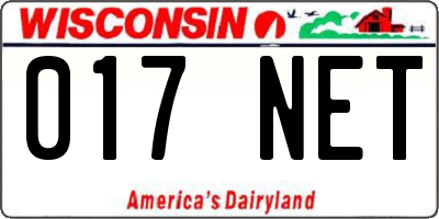 WI license plate 017NET