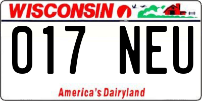 WI license plate 017NEU