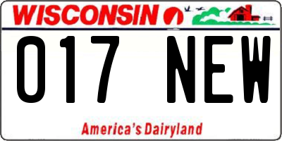 WI license plate 017NEW