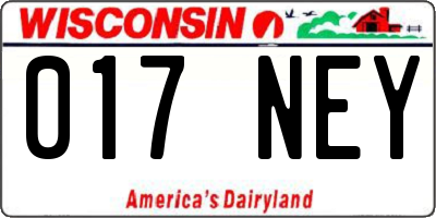 WI license plate 017NEY