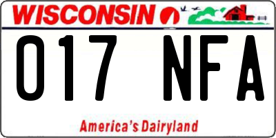 WI license plate 017NFA