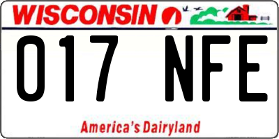 WI license plate 017NFE
