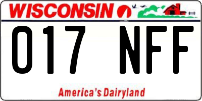 WI license plate 017NFF