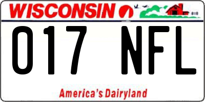 WI license plate 017NFL