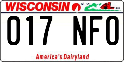 WI license plate 017NFO