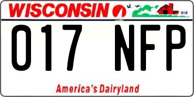 WI license plate 017NFP