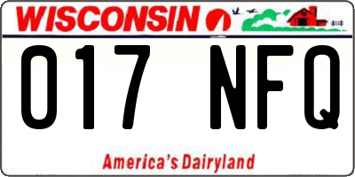 WI license plate 017NFQ