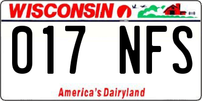 WI license plate 017NFS