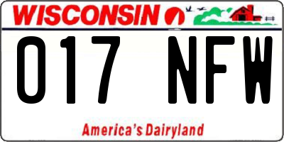 WI license plate 017NFW
