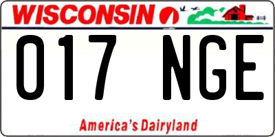 WI license plate 017NGE