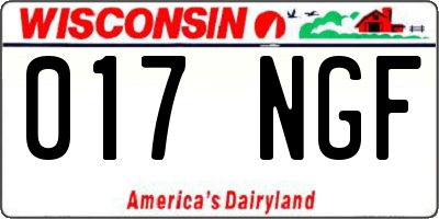 WI license plate 017NGF