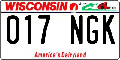 WI license plate 017NGK